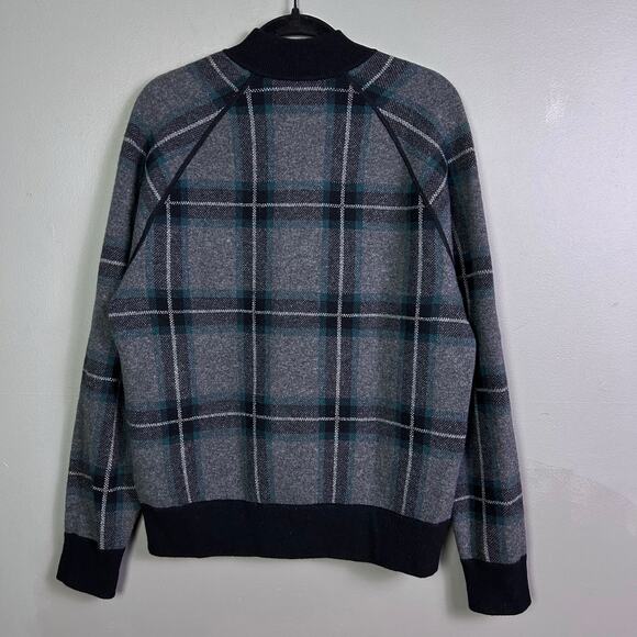 Banana Republic sweater jacket men’s medium plaid bomber Italian modern swacket - Picture 3 of 11